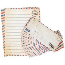 60 Pack Airmail Paper and Envelopes Set - Blue Writing Paper for Invitations, Lo picture