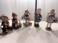 Vintage Erich Stauffer Arnart Porcelain Figurines Lot of 5 Boy Girl Geese 8” picture