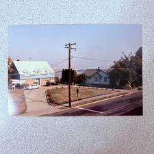 Residential Street Scene 1970s Snapshot Photograph Houses Vintage Car picture