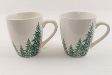 Royal Norfolk Seasonal Pine Tree Mugs New Winter Green Trees Evergreen Set of 2 picture