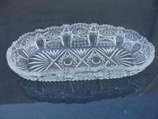 Vintage L. E Smith Glass Quintec Heritage Clear Oblong Relish Celery Dish picture