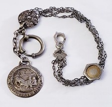 VINTAGE STERLING SILVER WATCH FOB DENMARK NORWAY CONSTITUTIONAL ASSEMBLY 1814  picture