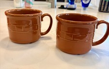 Longaberger Pottery Woven Traditions Spice (Rare Color) 2 Soup Mugs, 16 oz picture