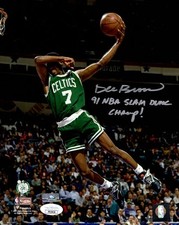 Dee Brown Autographed Boston Celtics (Iconic No-Look Dunk) 8x10 Photo w/ 91 Slam picture