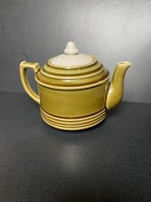 Teapot Green Brown Glaze Mid Century Pottery Ceramic Japan Vtg picture