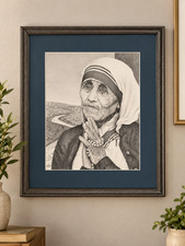 Mother Teresa 2000 Signed Original Pencil Portrait Framed  20.5 x 23.5 picture