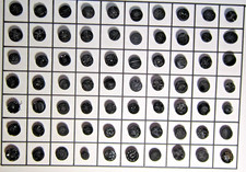 Antique Victorian CZECH Black Glass Button Lot ~ Small Flower Mixed Design 70 pc picture