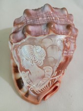 VTG Italy Cameo Hand Etched/Carved Conch Shell, Victorian Lady Goddess  picture