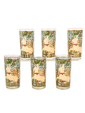 HUNT OF UNICORN GEM Vintage 70s MCM 22k Captivity Highball Unicorn Glasses SET 6 picture
