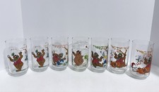 Set Of 7 Vintage LK's Restaurant Pierre The Bear Drinking Glasses 1978-79 picture