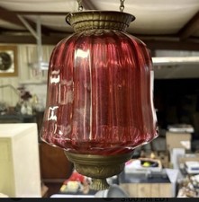 Antique Ruby/ Cranberry Glass Hanging Fixture 11” Tall picture