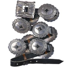 Vintage Fred Thompson Navajo sterling silver first phase style concho belt picture