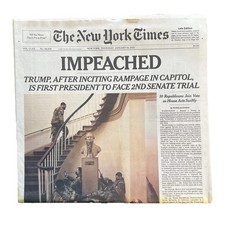 January 14 2021 New York Times - Trump Impeached For A Second Time picture