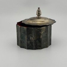 Godinger Silverplate Octagon Trinket Box Lid Red Velvet Lining 1991 Hong Kong picture