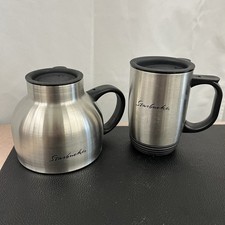 VTG Starbucks Stainless Steel Chubby Desk Mug 16oz Potbelly & Tumbler Lot picture