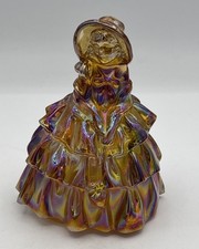 Amber Carnival Glass Irridescent Colonial Victorian Lady Figurine Vintage Mint picture