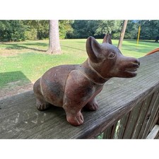 Vintage Colima Style Terracotta Dog Figurine Red Clay Mexican Folk Art Pottery picture