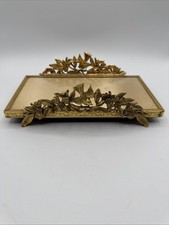 Vintage Matson Vanity Perfume Tray Ormolu Gold Bird Flower Signed K754 50s picture