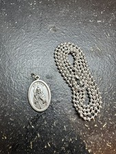 Saint St Jude Medal Pendant Necklace - Zinc Alloy, Made in Italy, 1