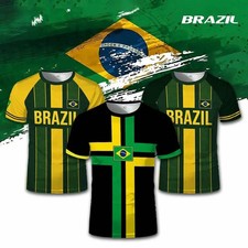 Brazilian Style Printed Football T-shirts Men's And Women's Sports Quick-drying picture