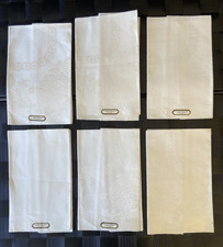 Set of 6 All Pure Irish Linen Damask Table Napkins~Vtg Old Stock~19.5 x 19 in picture