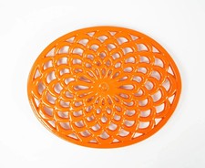 Enameled Cast Iron Oval Trivet with Rubber Pegs Metal Trivet for Hot Dishes picture