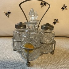 Eales of Sheffield 1920's style  English Condiment set/ glass decanters/ caddy picture