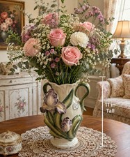 Vintage Kaldun & Bogle Hand-Painted Iris Flower Vase – 11” Tall 3D picture