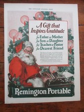 1925 orig 2 PAGE SAT EVE POST AD SANTA CLAUS REMINGTON TYPEWRITER AMERICAN FLYER picture