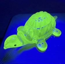 Vaseline Topaz Turtle Figurine - Glass Turtle Reptile Figurine picture