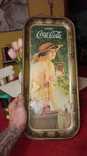 Vintage Coca-Cola Tin Serving Tray Drink Coca-Cola Girl Sunhat Artwork picture