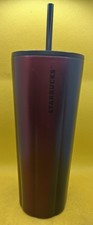Starbucks 2021 Stainless Steel Blue/Maroon Ombre Cold Cup Tumbler 24 oz picture