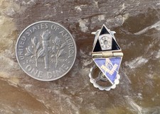Vintage 14K Gold Scottish Rite Masonic Double Flip Bi-Fold Hinged Lapel Pin picture