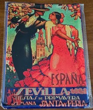 NEW Seville Spring Festival Spanish Metal Placa 1928 Inspired Poster Design picture
