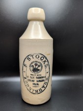 S Stooks Ginger Beer Accringron Antique Stoneware Bottle Pre-1915  picture