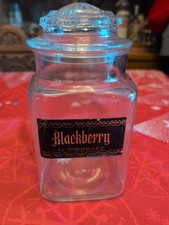Antique Blackberry Glass Square Candy Jar W/Lid Apothecary 9.5” Yorkraft VTG picture