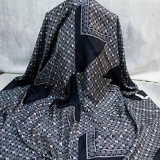Italian top designer pure silk twill fabric Abstract Logo Black and White Defect picture
