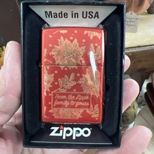Zippo Red Holiday Lighter Limited Edition New Unused picture