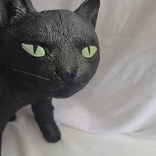 Large Vtg Black Cat Halloween Scary Rubber Latex only 2 whiskers is only flaw picture