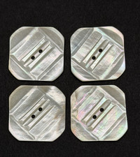 Vintage Set of 4 Carved MOP Buttons - 1-1/2