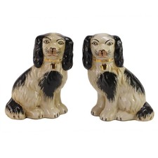 SYNWISH Hand Painted Black Porcelain Dog Pair of Small Figurines Home Décor picture