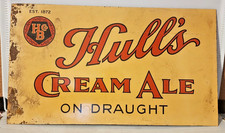 RARE VINTAGE HULL'S CREAM ALE ON DRAUGH TIN SIGN picture