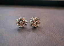 Vintage Monet Silver Tone Flower Spray Stud Earrings Dainty Pierced Signed picture