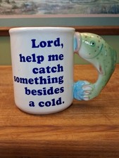 VTG Funny Fisherman's Mug Cup 1987 M.S.R.Inc Novelty  Ceramic Collectors picture