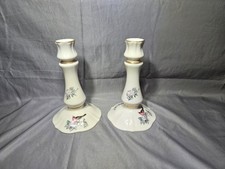 Vintage Lenox Serenade Porcelain Candlesticks Set of 2 Floral Bird USА #12 picture