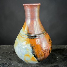 Hand Made Studio Art Pottery Stoneware Vase Vessel Bottle Shaped Beautiful Glaze picture