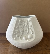 Vintage Bareuther Germany Bisque Porcelain Seahorse Vase 233 Op Art picture