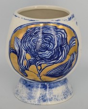 Ruan Hoffmann Anthropologie Blue White Gold Hardin Plantes Vase picture