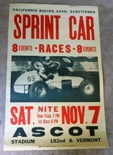 Vintage California Racing Association Sprint Car Races Poster, Ascot Stadium picture