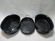 Vintage Speckled Enamel 3 Piece Lisk Roaster Small Size 13